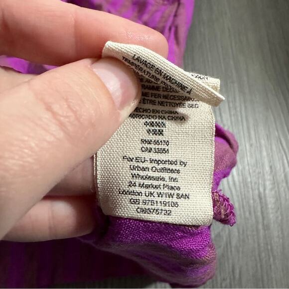 Free People Folk Town Linen‎ Blend Purple & Tan Striped Mini Dress Size S - Picture 7 of 9